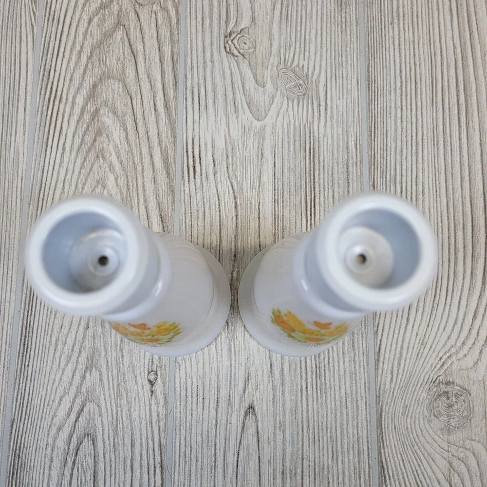 Avon Buttercup Candlestick Cologne Bottles Sonnet Moonwind‎ White Milk Glass Set
